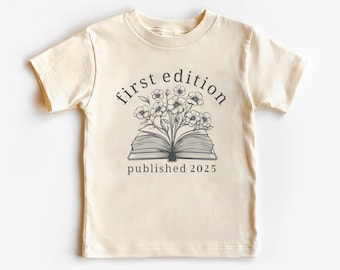 First Edition Baby Shirt, Custom Baby Announcement Bodysuit, Toddler Sweatshirt, Librarian Baby Shower Gift, Littlest Book Club Member Tee