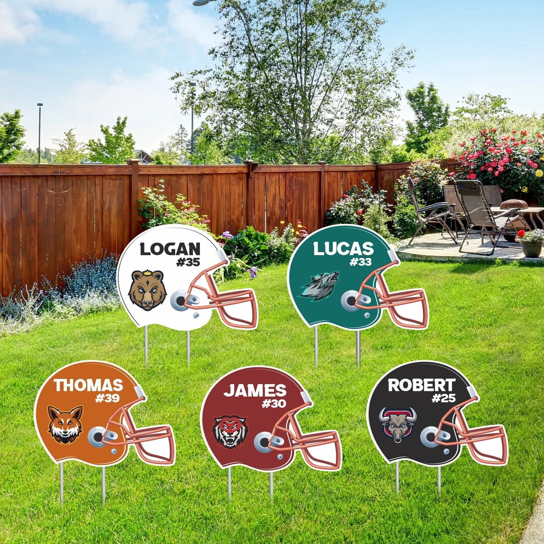 Personalized Football Helmet Yard Sign 24 X 18, Custom Name, Number
