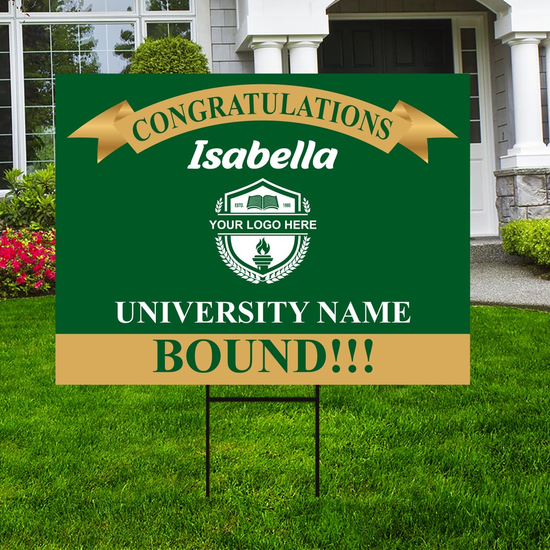Personalized College Bound Yard Sign, College Logo Sign, Custom