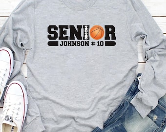 Custom Basketball Senior Long Sleeve T-Shirt, Personalized Basketball Senior 2025 Unisex Shirt, Customized Basketball Senior Night Gift