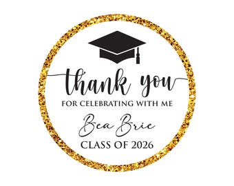 Personalized Graduation 2026 Stickers, Custom Class of 2026 Stickers, 2026 Graduation Labels, Round Graduation Party Favors, Gift Sticker
