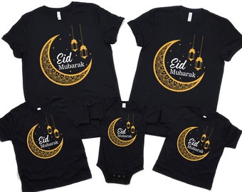 Eid Mubarak T-Shirt For Men, Eid Islam Muslim Eid Al Fitr Women V Neck Shirt, Eid Mubarak Shirt For Kids, Unisex Muslim Holiday T-Shirt