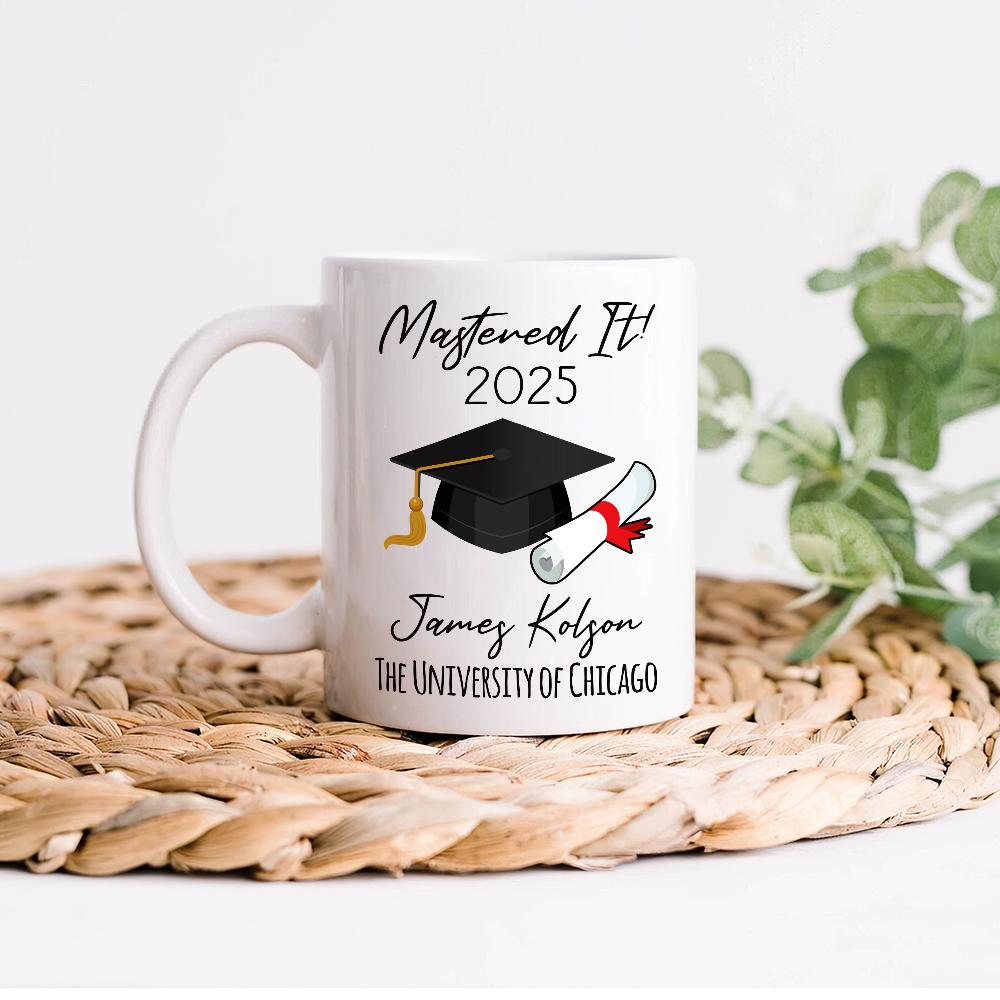 thumbnail image 2 of Personalized "Mastered It" Graduation Mug - Custom Name & Year 2025, High School & College Graduation Gifts 2 of 10