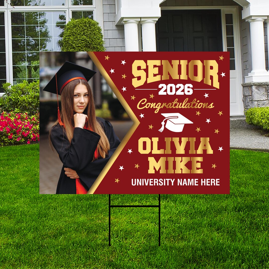 Personalized Graduation Yard Sign 2026 With Photo - Grad Sign, Class of ...
