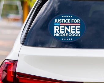Justice For Renee Good Protest Vinyl Sticker, ICE Equals American Gestapo, Anti-Trump Resistance, Resist Fascism Bumper Sticker, 6" x 4.5"