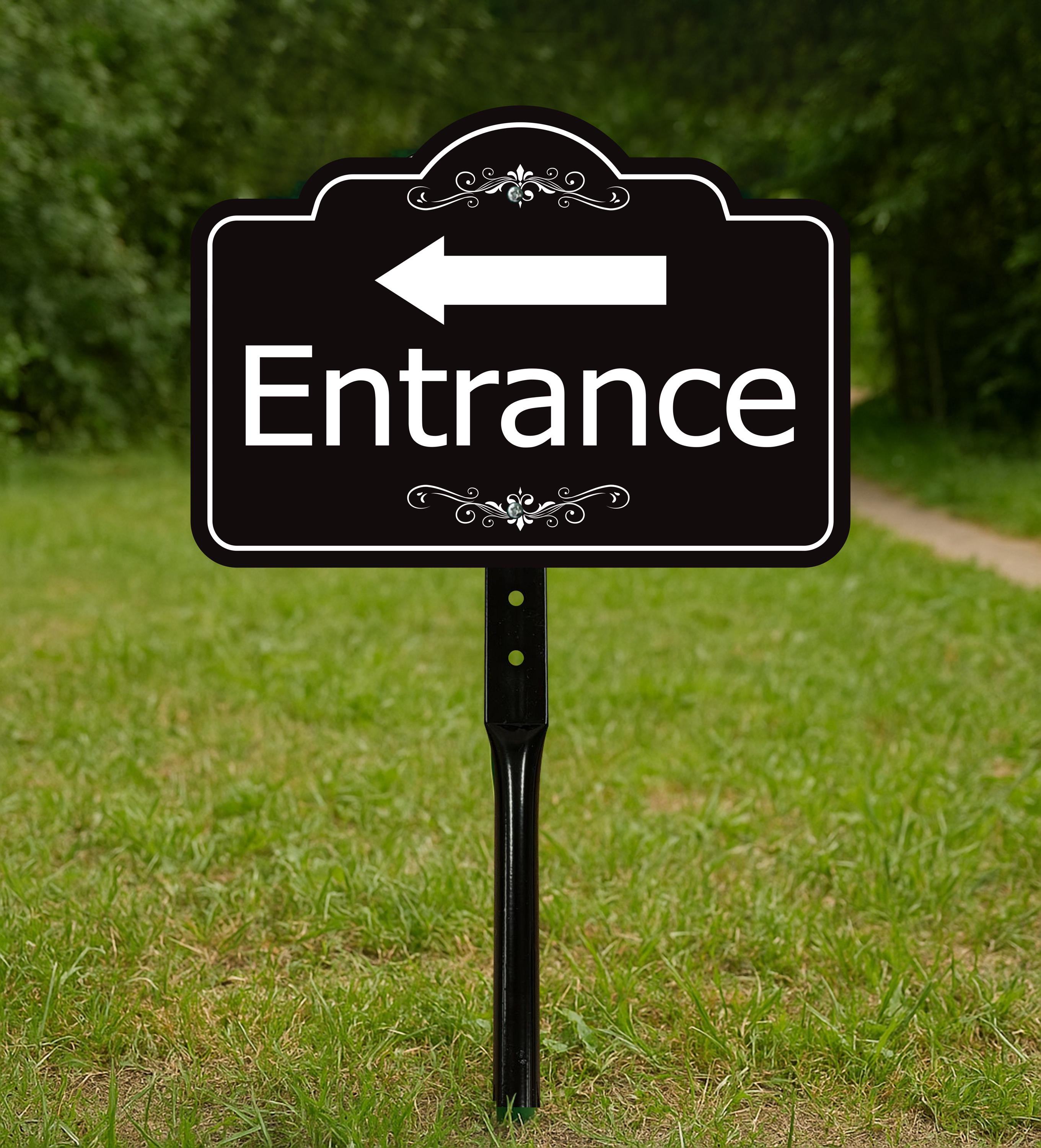 Entrance Yard Sign With Arrow and 16