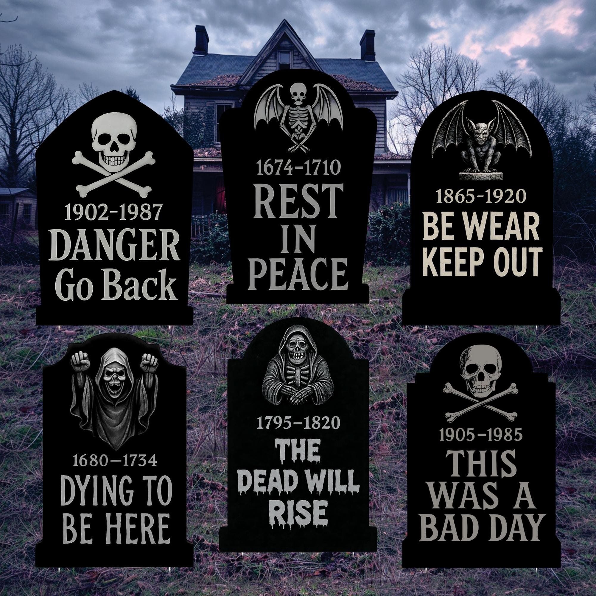 RIP Halloween Tombstone Yard Signs, Outdoor Cemetery Gravestone ...