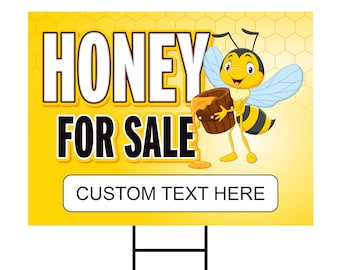 Local Honey Yard Sign - Coroplast Long Lasting Rust Free Advertise Your Business Local Honey Yard Sign with Metal H-Stake