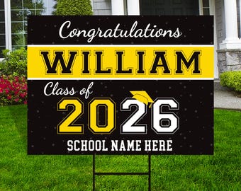 Letrero de jardín personalizado de graduación de 2026, para estudiantes de último año, promoción de 2026, con estaca metálica en forma de H.