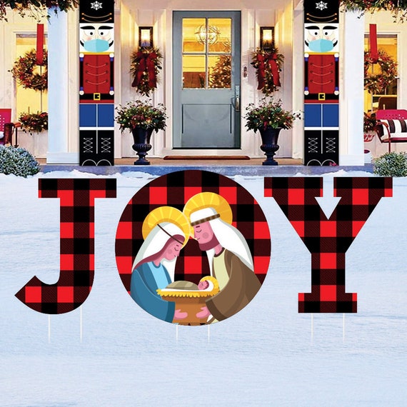 Holy Nativity JOY Yard Sign Letters Merry Christmas Yard Etsy