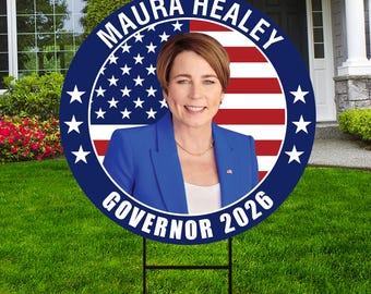 Maura Healey For Massachusetts Governor 2026 Yard Sign, Corrugated Governor Elections Race Red White & Blue Yard Sign with Metal H-Stake
