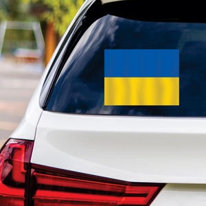 We Stand With Ukraine Sticker Vinyl Decal - I Stand With Ukraine Vinyl Sticker, Support Ukraine, Ukrainian Flag Bumper Sticker - 6&quot; x 4.5&quot;