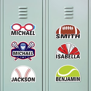 Personalized Sports Locker Magnet, Custom Name School Magnet, Football, Baseball, Soccer, Basketball, Cheer, Softball Team Player Magnet