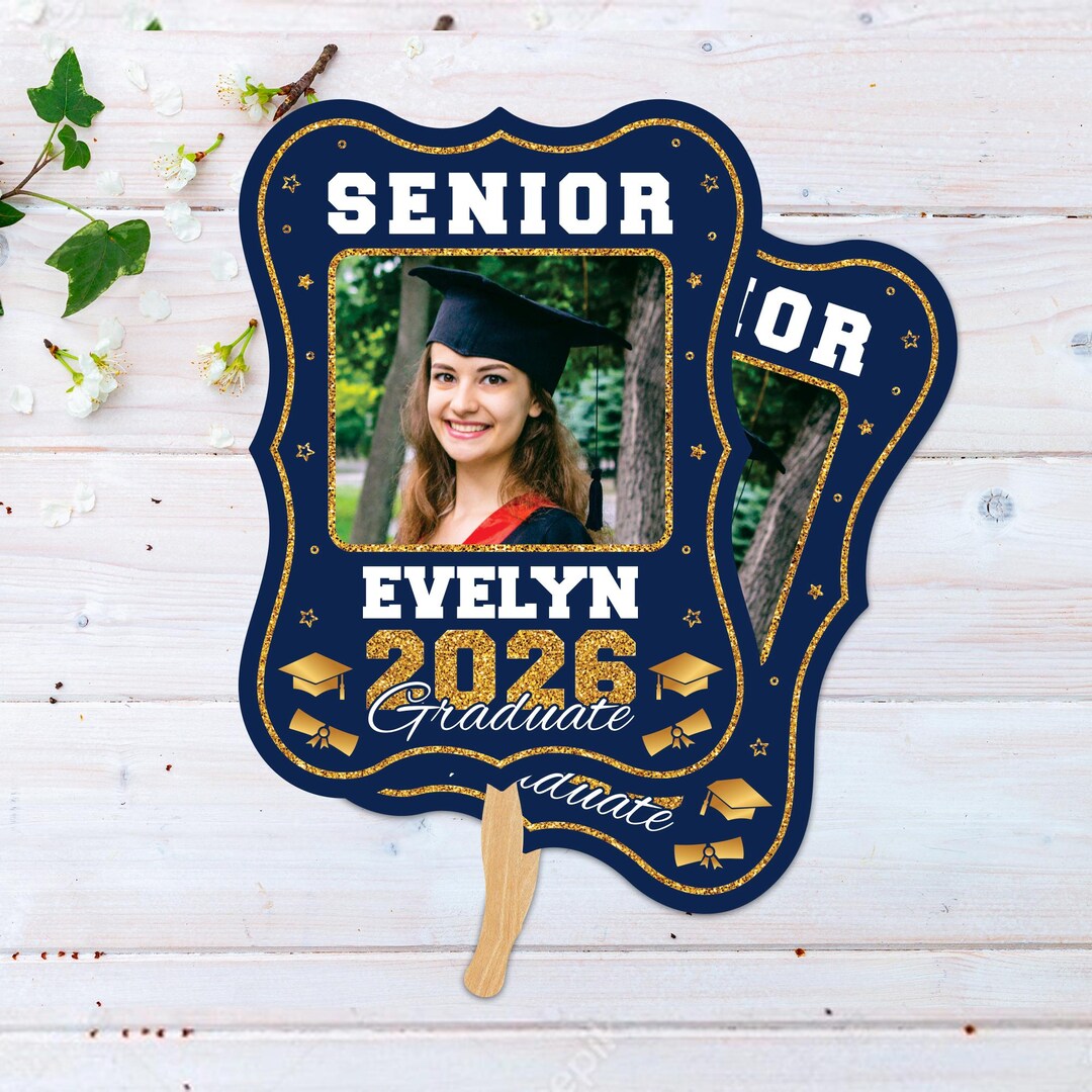 Grad Face Sticks Custom Face Fans With Wooden Handle, Graduation Head, Grad Face Fans ...
