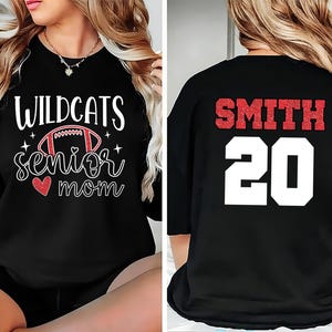 Football Shirt, Senior Football Mom T-Shirt, Football Shirts Tee, Custom Football Mom Shirt, Unisex Game Day Football Shirt, Front Back