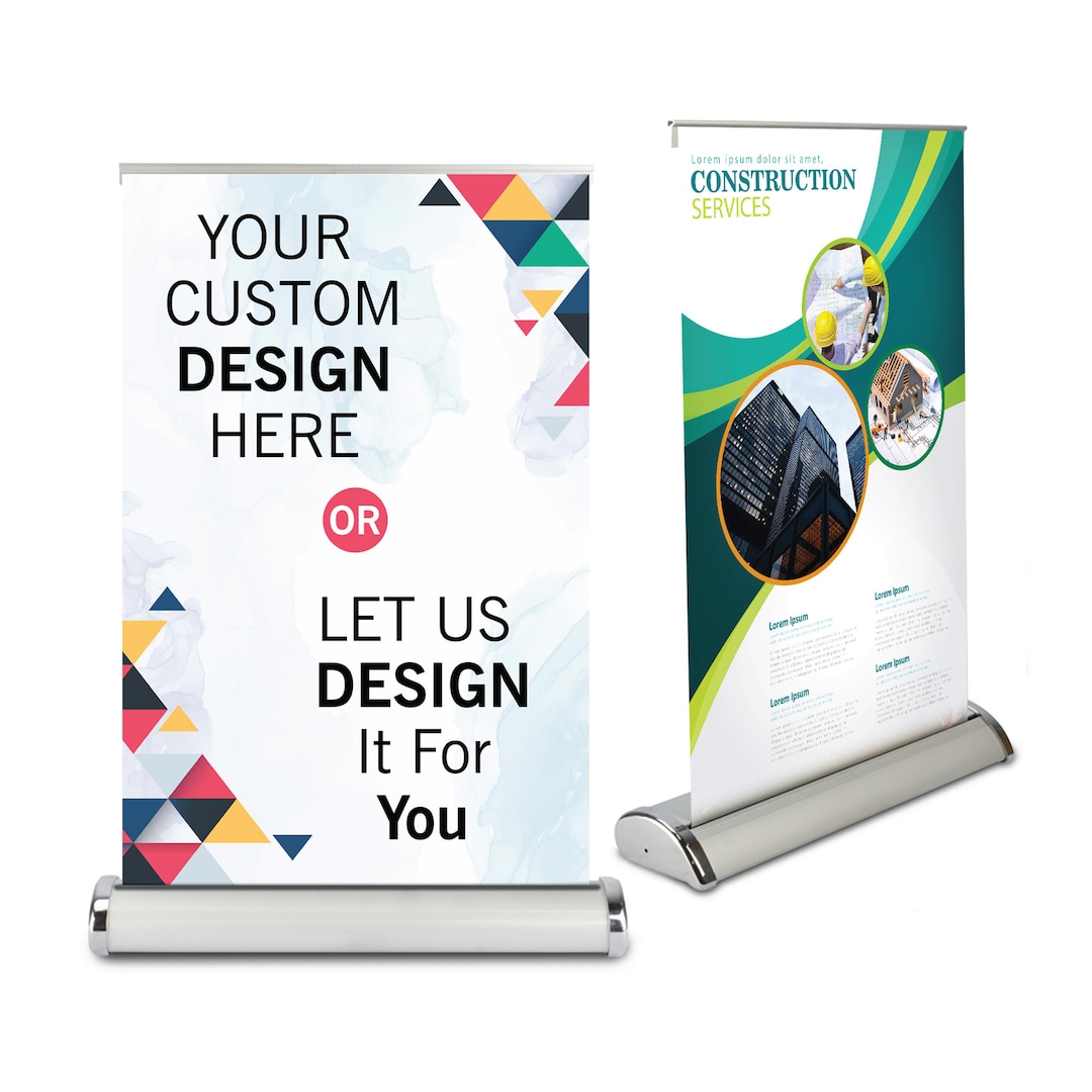 Table Top Banner Stand 11.5x17.5 Roll up Banner Stand, Custom Mini