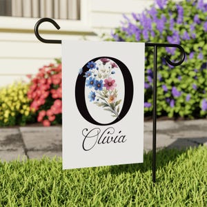 Personalized Monogram with Wildflowers Garden Flag, Double Sided, Custom Name Yard Decor, Wildflowers Flag, Housewarming Gift for Couple