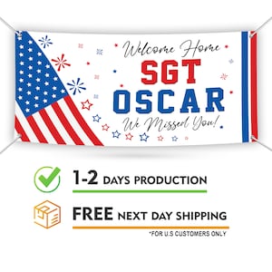 Welcome Home Banner Personalized, 13Oz Marines, Navy, Army, Air Force Military Patriotic Welcome Home Vinyl Banner with Metal Grommets