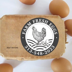Farm Fresh Eggs Stickers, Custom Carton Labels, Egg Packaging Stickers, Farm Fresh Unwashed Eggs Labels, Round Chicken Egg Carton Labels