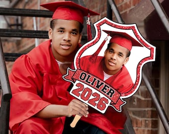 Custom Face Fans With Wooden Handle, Graduation Head, Grad Face Fans, Class of 2026 Head Fans, Graduation Faces on a Stick