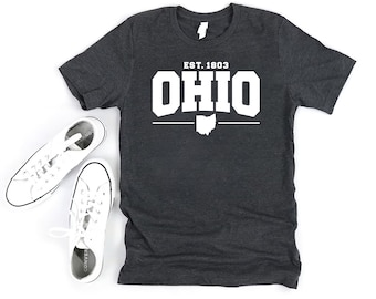 Ohio T-Shirt, Vintage Ohio Shirt, Ohio Established 1803 Shirt, Ohio State Shirt Gift, Unisex Trendy Ohio State Shirt