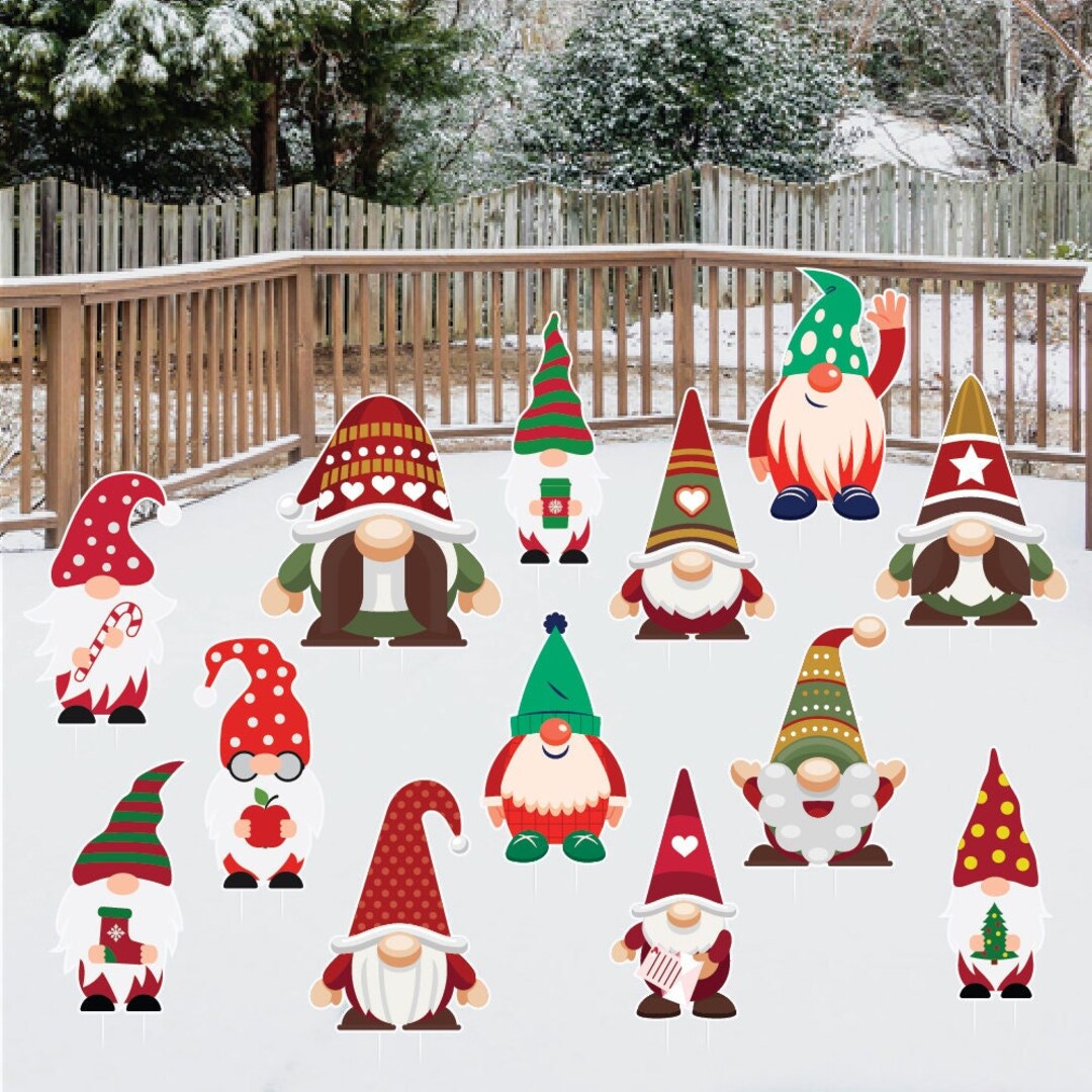 Christmas Gnome Yard Sign Cutouts Xmas Gnomes Yard Sign for Etsy