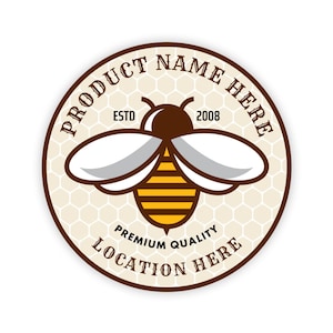 Personalized Honey Stickers, Custom Honey Product Stickers, Business Honey Labels for Mason, Round Honey Bee Favors, Honey Lid Stickers