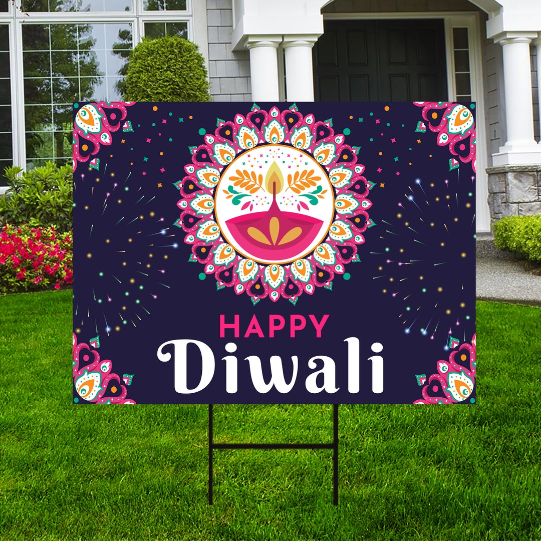 Happy Diwali Yard Sign Decor, Coroplast Indian Diwali Festival of