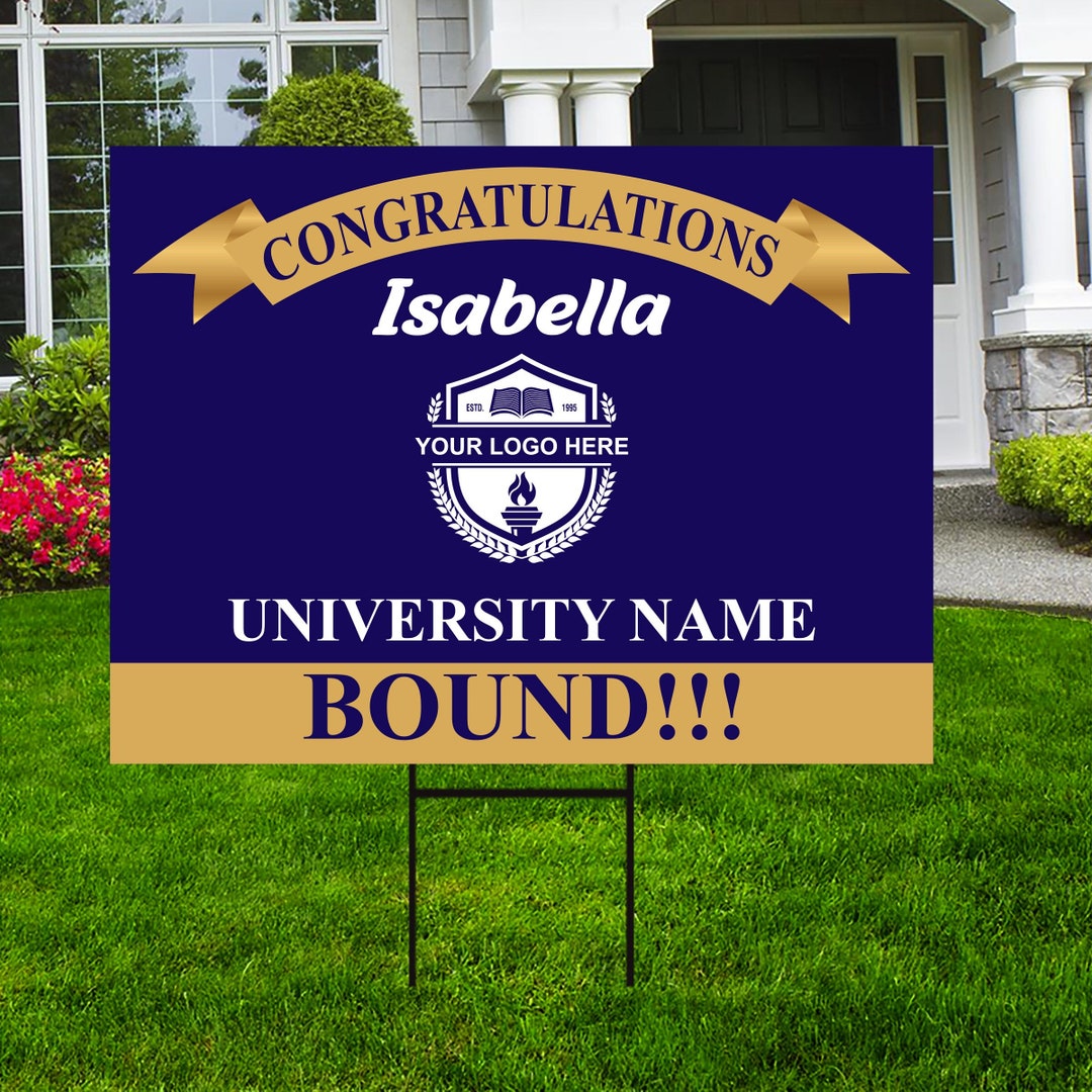 Personalized College Bound Yard Sign, College Logo Sign, Custom