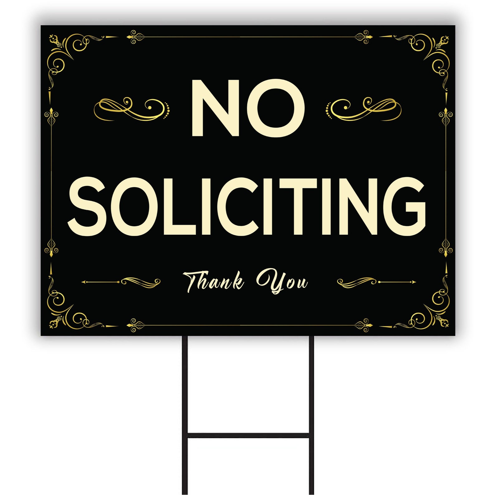 No Soliciting Yard Sign 18 X 12 Coroplast Etsy