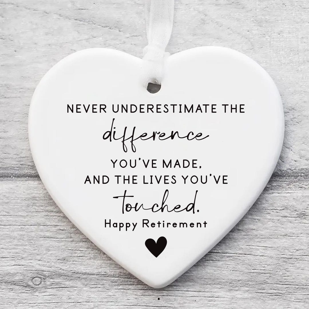 Ciondolo Cuore In Ceramica Per Pensionamento - 'Never Underestimate The Difference You Made' - Regalo Per Donne, Insegnanti, Infermiere, Colleghe - 3