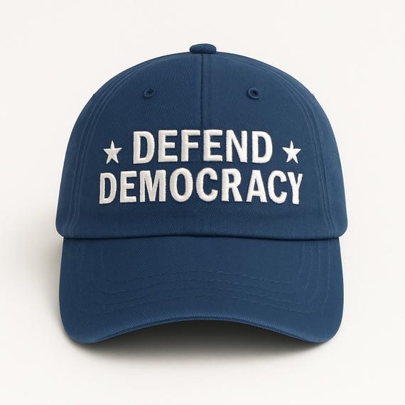 Defend Democracy Embroidered Hat, Anti Trump Cap, Protest Against Dictatorship, Pro Democracy Hat, Anti Republican Cap, Resist Baseball Cap