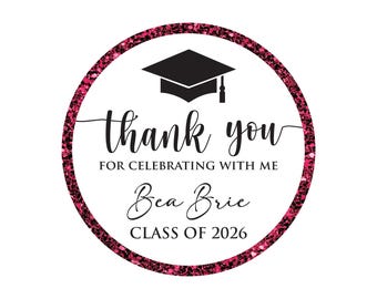 Personalized Graduation 2026 Stickers, Custom Class of 2026 Stickers, 2026 Graduation Labels, Round Graduation Party Favors, Gift Sticker