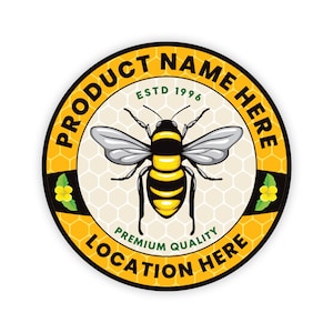 Personalized Honey Stickers, Custom Honey Product Stickers, Business Honey Labels for Mason, Round Honey Bee Favors, Honey Lid Stickers