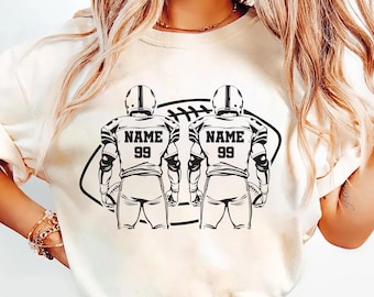 Two Football Players Shirt, Personalized Team Name Football Shirt, Custom Family Game Day Tee, Matching Football Sibling Unisex Shirt
