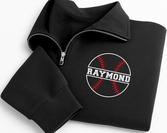 Baseball Mom Embroidered Quarter Zip Sweatshirt, Custom Name Game Day Pullover, Personalized Baseball Mama Fan Apparel Gift