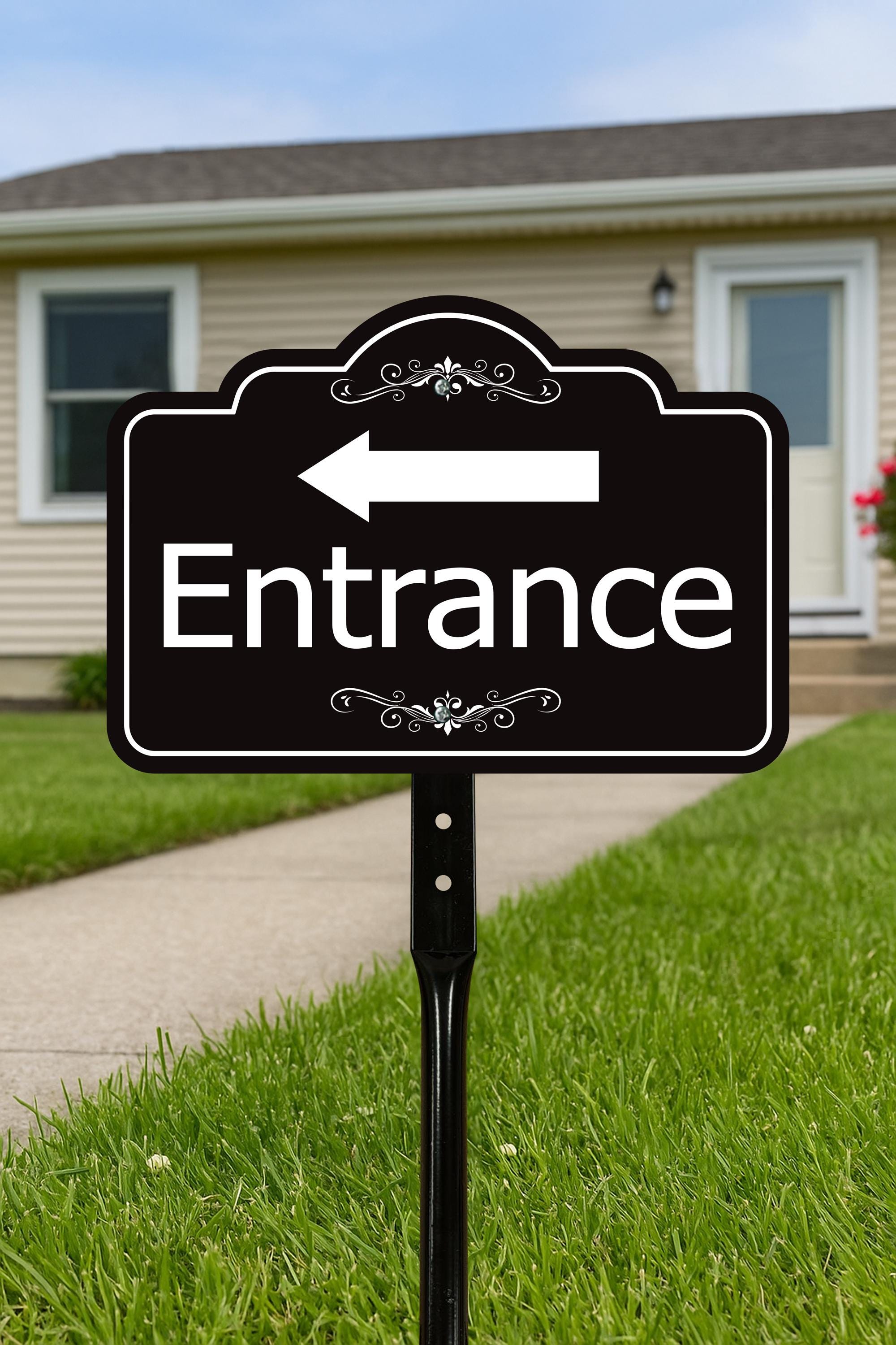 Small Entry Sign Entrance Yard Sign With Arrow and 16