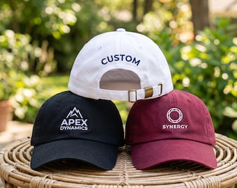 Custom Embroidered Baseball Cap, Personalized Logo Hat, Custom 3D Text Logo for Business Team, Adjustable Cotton Cap, Employee Gift