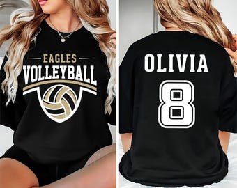 Custom Volleyball Team Name and Number Shirt, Volleyball Mom Shirt, Volleyball Team Tee, Game Day Shirt, Gift for Mom, Front Back