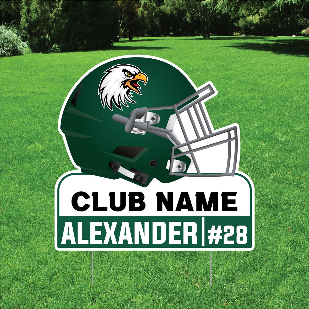 Personalized Football Helmet Yard Sign 24 X 24, Custom Name, Number