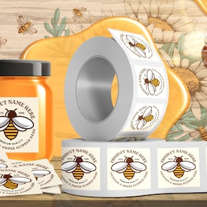 Personalized Honey Roll Labels, Custom Honey Product Stickers, Business Honey Labels for Mason, Honey Bee Favors, Honey Lid Stickers