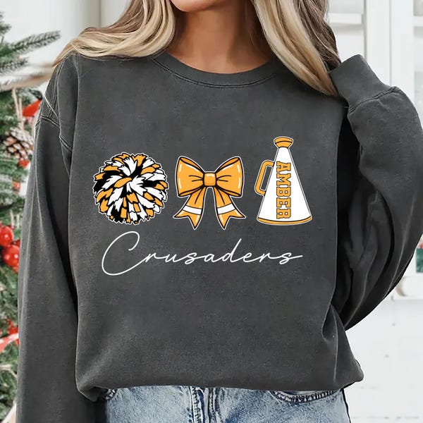 Custom Cheer Mom Sweatshirt, Personalized Cheer Mama Gift Shirt, Cheerleader Tee, Cheerleading Shirt, Unisex Cheer Spirit Shirt Gift