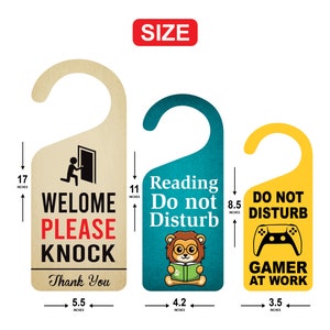 Colgador de puerta personalizado, letrero de perilla de puerta personalizado, letrero de perilla de puerta de PVC, no molestar, en sesión, en una reunión, por favor llame imagen 2