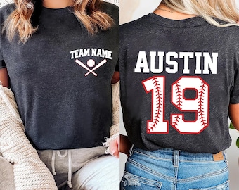 Custom Baseball Team Shirt, Baseball Mom Shirt, Baseball Player Tee, Pocket Baseball Name Shirt, Number Baseball Shirt, Front Back