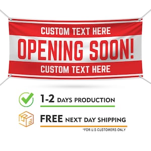 Custom Opening Soon! Promotion Business Coming Soon Banner Sign - 13 oz Heavy Duty Waterproof Coming Soon Vinyl Banner With Metal Grommets