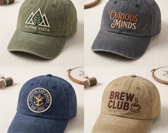 Gorra bordada personalizada, gorra de béisbol con logotipo o texto personalizado, gorra de algodón lavado biológico, regalo para ropa de equipo, regalo para empleados.