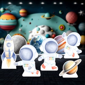 Baby Astronaut Party Decorations, Outerspace Cutouts, Yard Signs, Party Props, Centerpieces Backdrop, Baby Shower, Space Themed Birthday