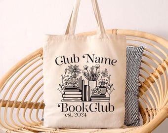Custom Book Club Tote Bag, Personalized Reading Club Tote Bag, Book Lover Gift, Booktrovert Bag, Bookworm Gift, Reader Gift, Bookish Gift
