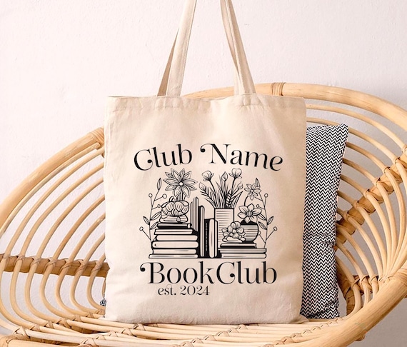 Custom Book Club Tote Bag, Personalized Reading Club Tote Bag, Book Lover Gift, Booktrovert Bag, Bookworm Gift, Reader Gift, Bookish Gift