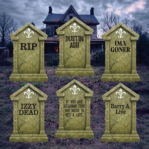 Halloween Tombstone Yard Signs, Graveyard Lawn Decorations with Stakes, Outdoor Gravestone Halloween Décor for Front Yard or Haunted Setup